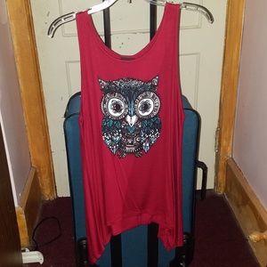 Rue21 Red Top With Owl Design